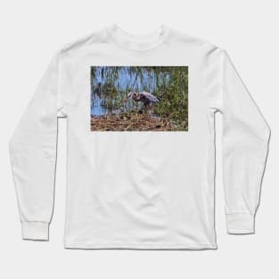 Great Blue Heron Catch Long Sleeve T-Shirt